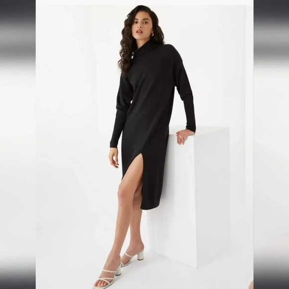 Aritzia Wilfred sweater dress wool Cyprie Dress Mock-neck With Slit Black XS - Picture 1 of 13